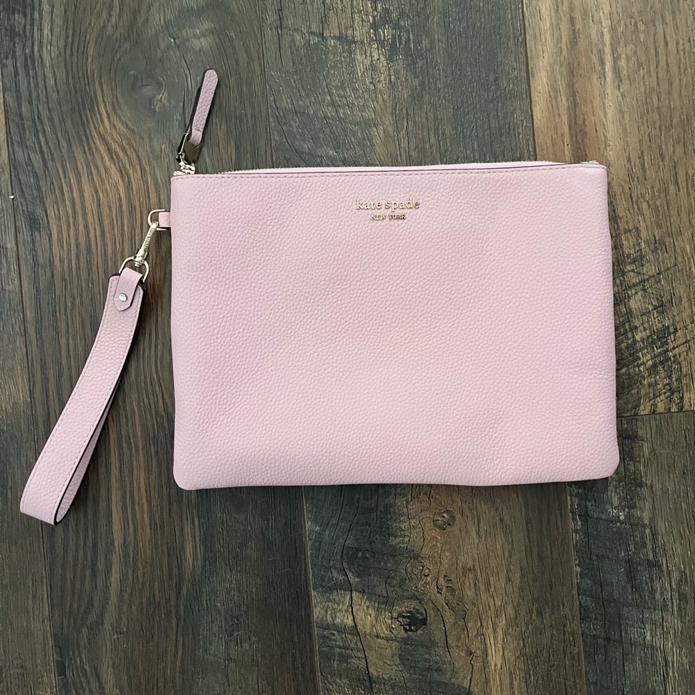 Kate Spade FuFu Pink Pebbled Leather Large Pouch Wristlet